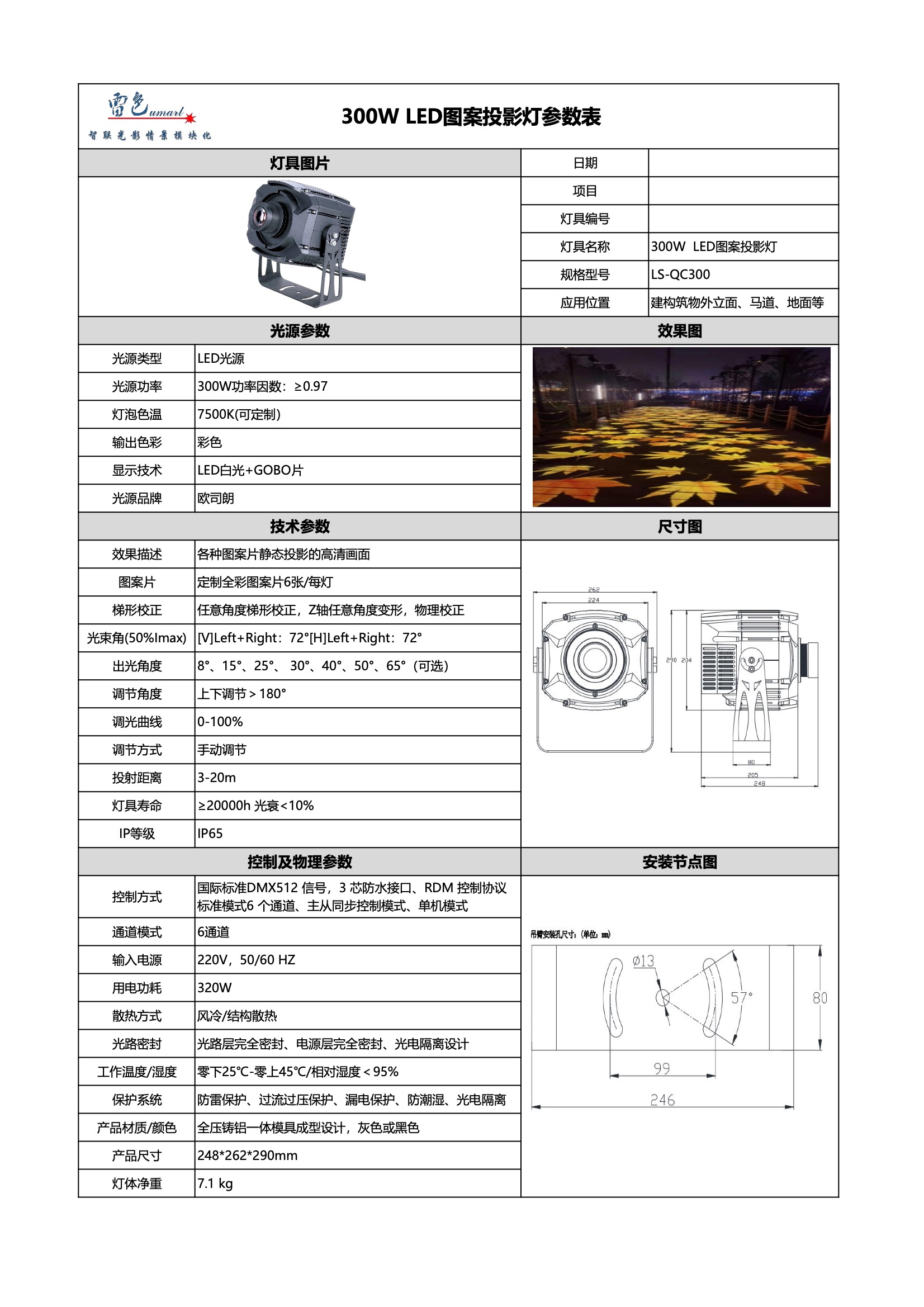 300W  LED图案投影灯 LS-QC300(图1)